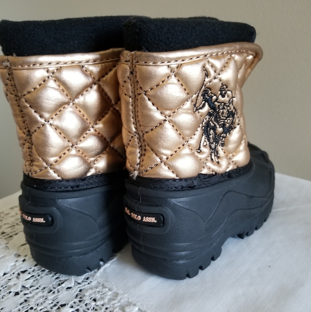 U.S. Polo Assn. Black Gold Quilted Winter Boots - Picture 2 of 4